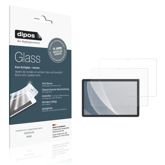 Matte Displayschutzfolie von dipos passend für VASOUN M40, 9H kratzfest und blasenfrei montiert