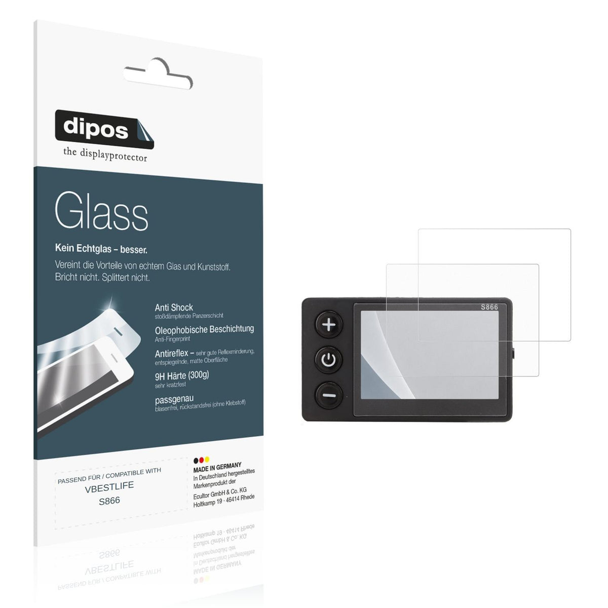 Matte Displayschutzfolie von dipos passend für VBESTLIFE S866, 9H kratzfest und blasenfrei montiert