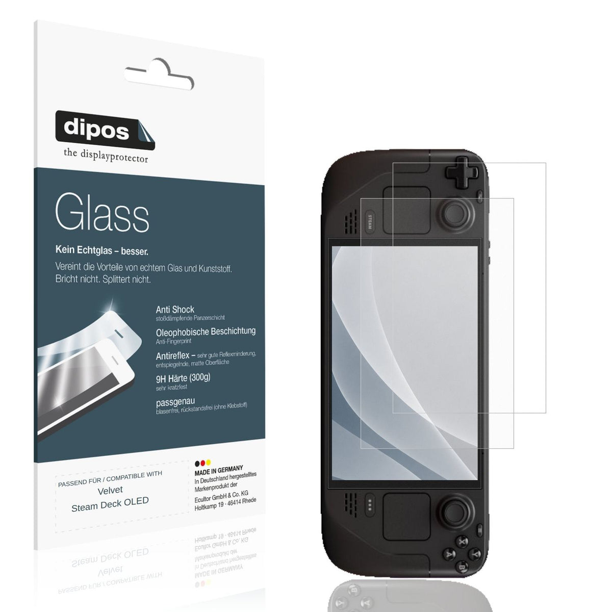 Matte Displayschutzfolie von dipos passend für Velvet Steam Deck OLED, 9H kratzfest und blasenfrei montiert
