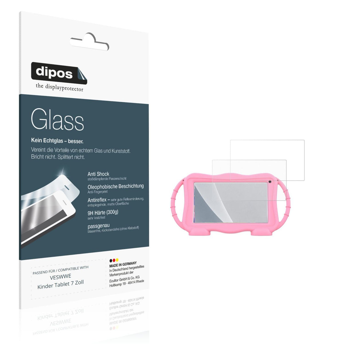 Matte Displayschutzfolie von dipos passend für VESWWE Kinder Tablet 7 Zoll, 9H kratzfest und blasenfrei montiert