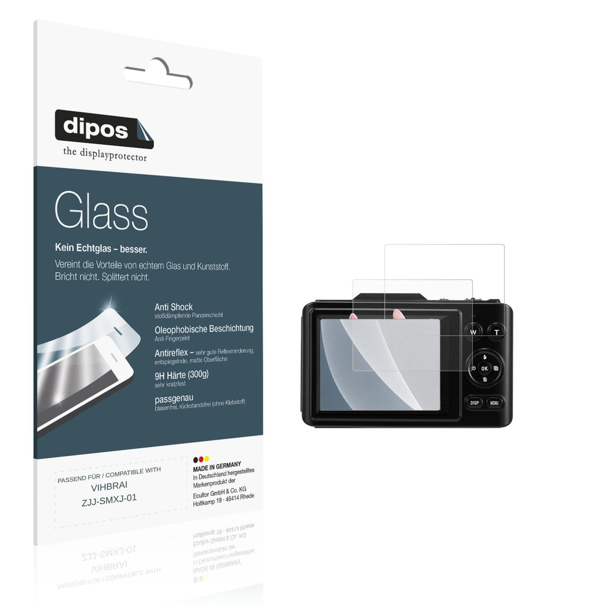 Matte Displayschutzfolie von dipos passend für VIHBRAI ZJJ-SMXJ-01, 9H kratzfest und blasenfrei montiert