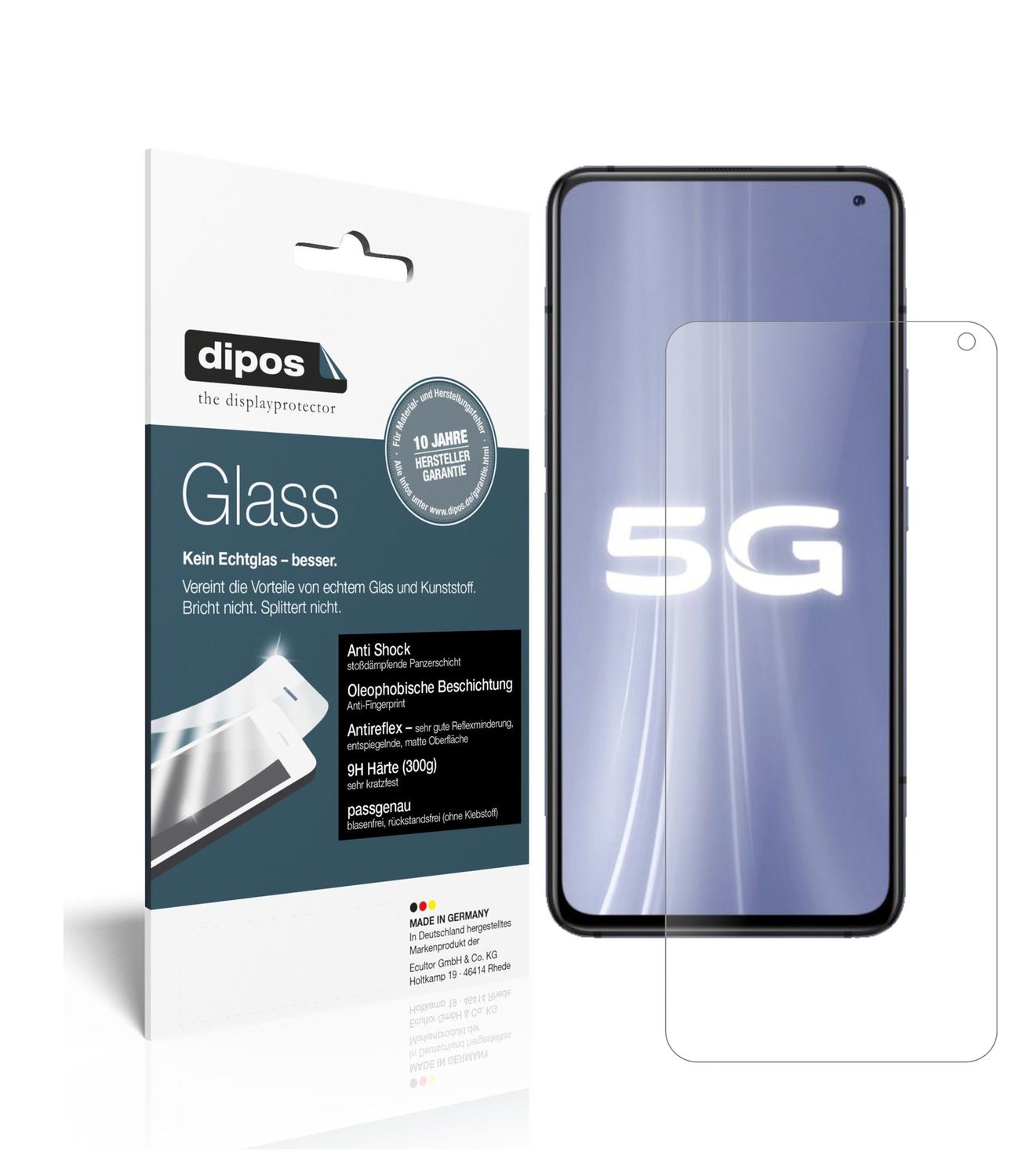 Matte Displayschutzfolie von dipos passend für Vivo iQOO 3 5G, 9H kratzfest und blasenfrei montiert