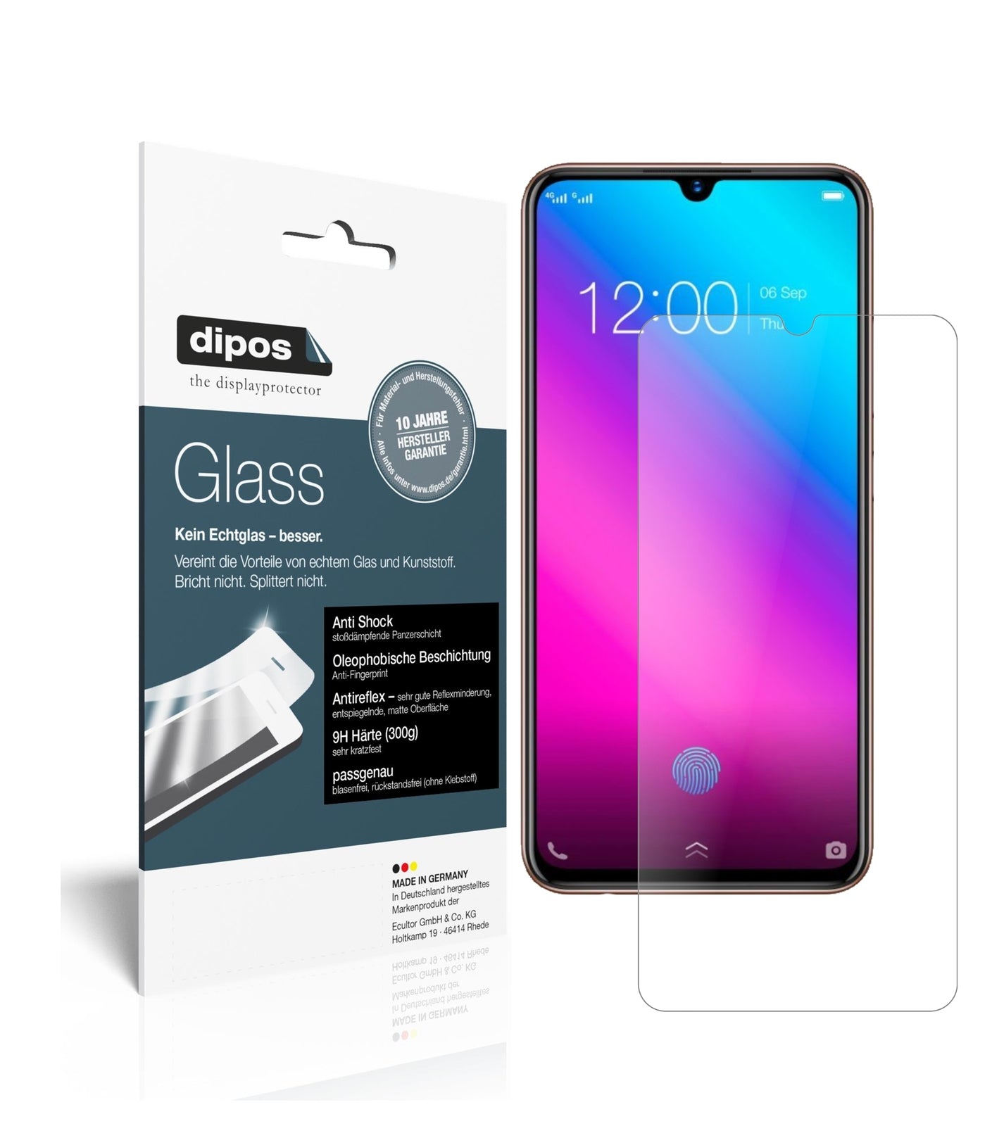 Matte Displayschutzfolie von dipos passend für Vivo V11 Plus, 9H kratzfest und blasenfrei montiert