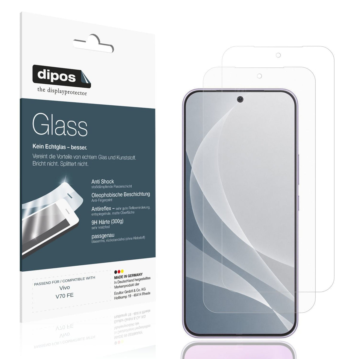 Matte Displayschutzfolie von dipos passend für Vivo V70 FE, 9H kratzfest und blasenfrei montiert