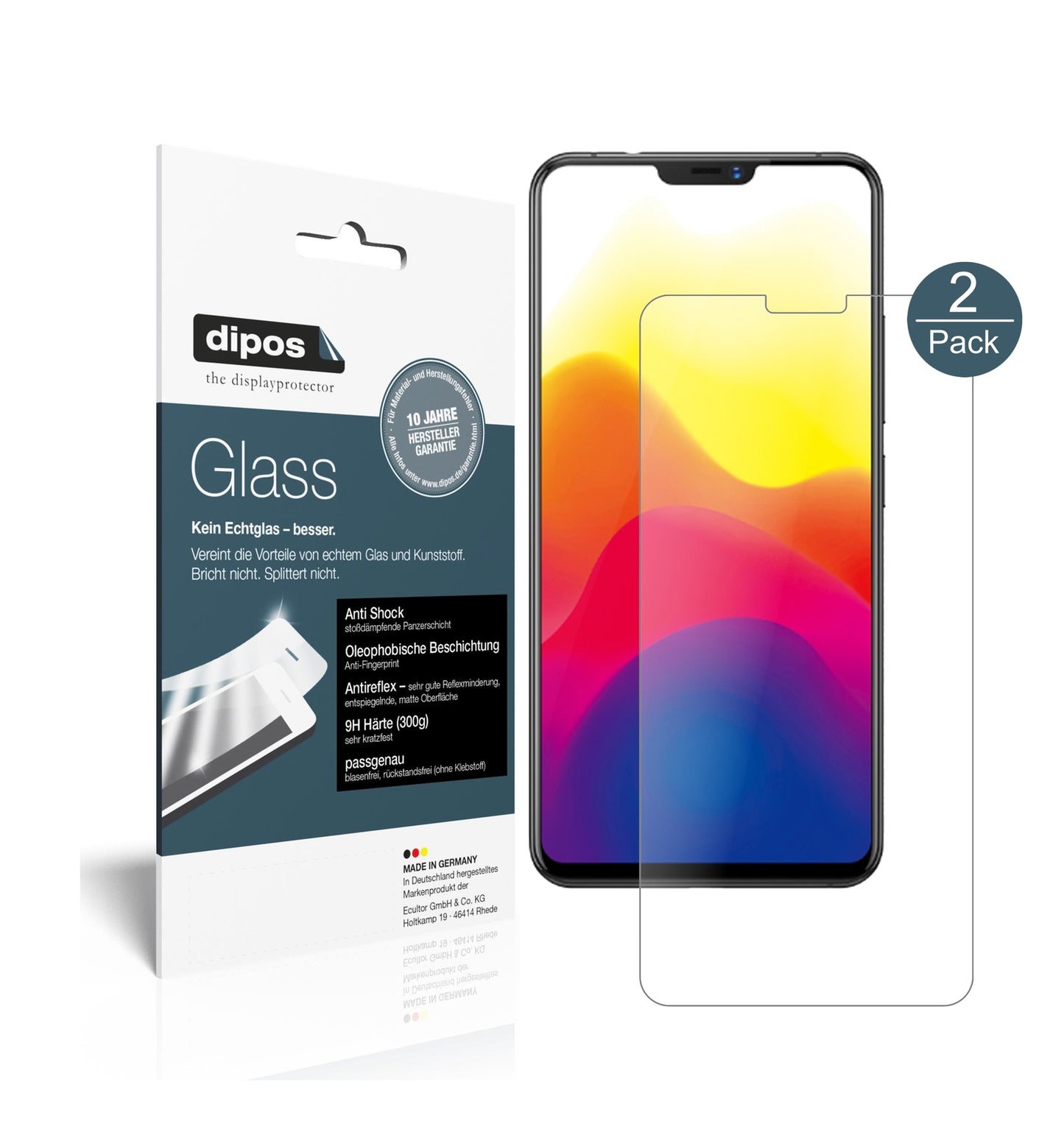 Matte Displayschutzfolie von dipos passend für Vivo X21UD, 9H kratzfest und blasenfrei montiert