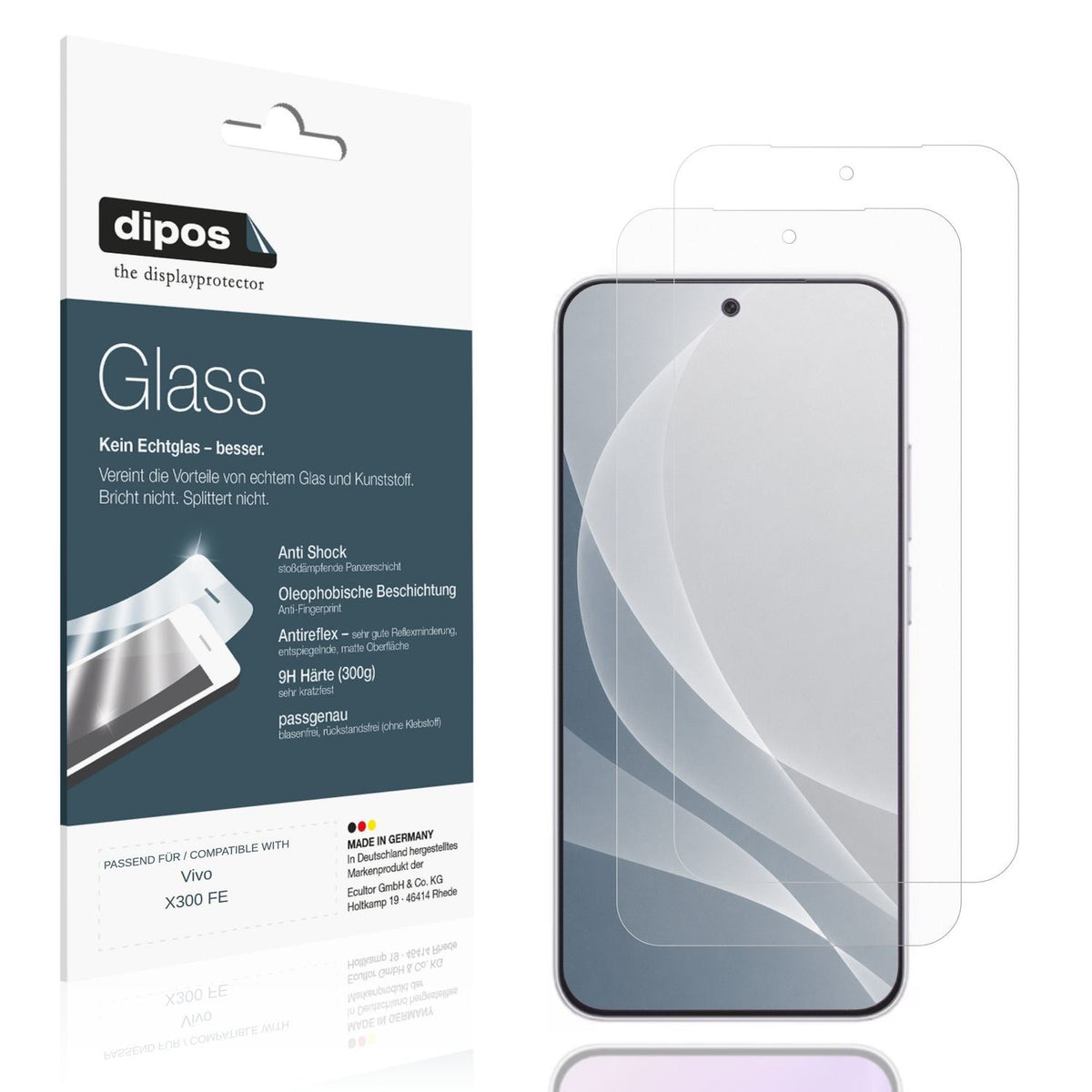 Matte Displayschutzfolie von dipos passend für Vivo X300 FE, 9H kratzfest und blasenfrei montiert