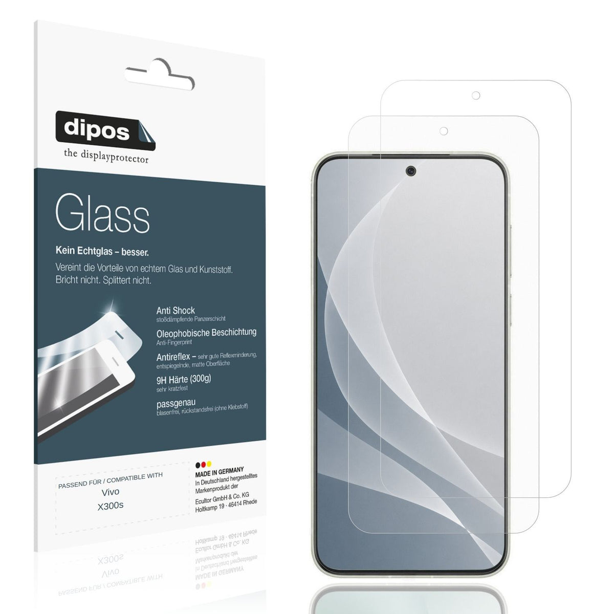 Matte Displayschutzfolie von dipos passend für Vivo X300s, 9H kratzfest und blasenfrei montiert