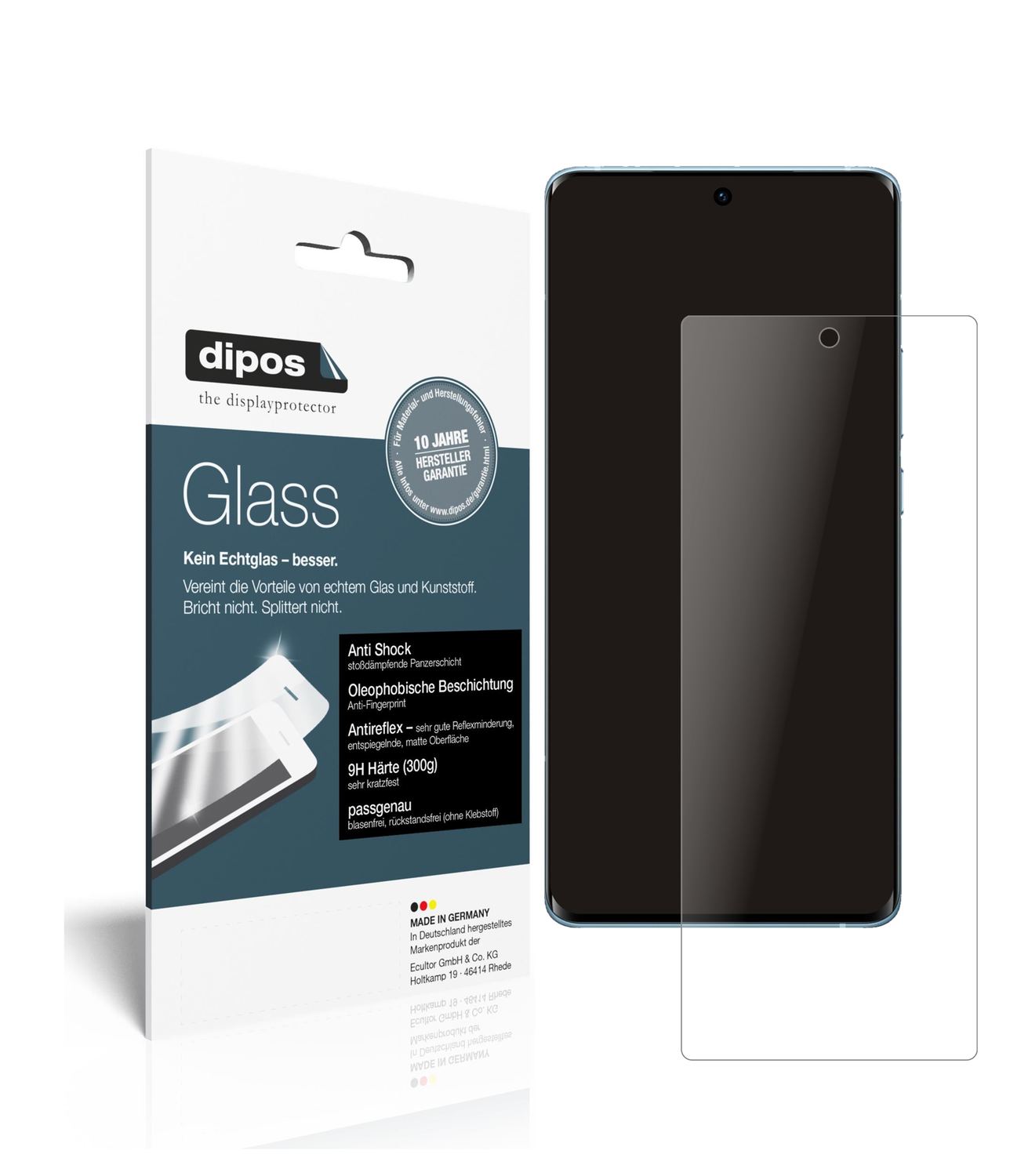 Matte Displayschutzfolie von dipos passend für Vivo X60 Pro, 9H kratzfest und blasenfrei montiert