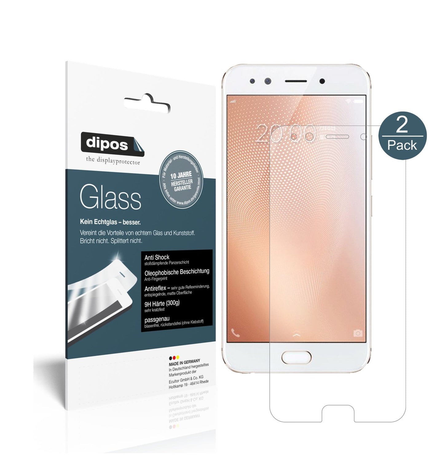 Matte Displayschutzfolie von dipos passend für Vivo X9s, 9H kratzfest und blasenfrei montiert