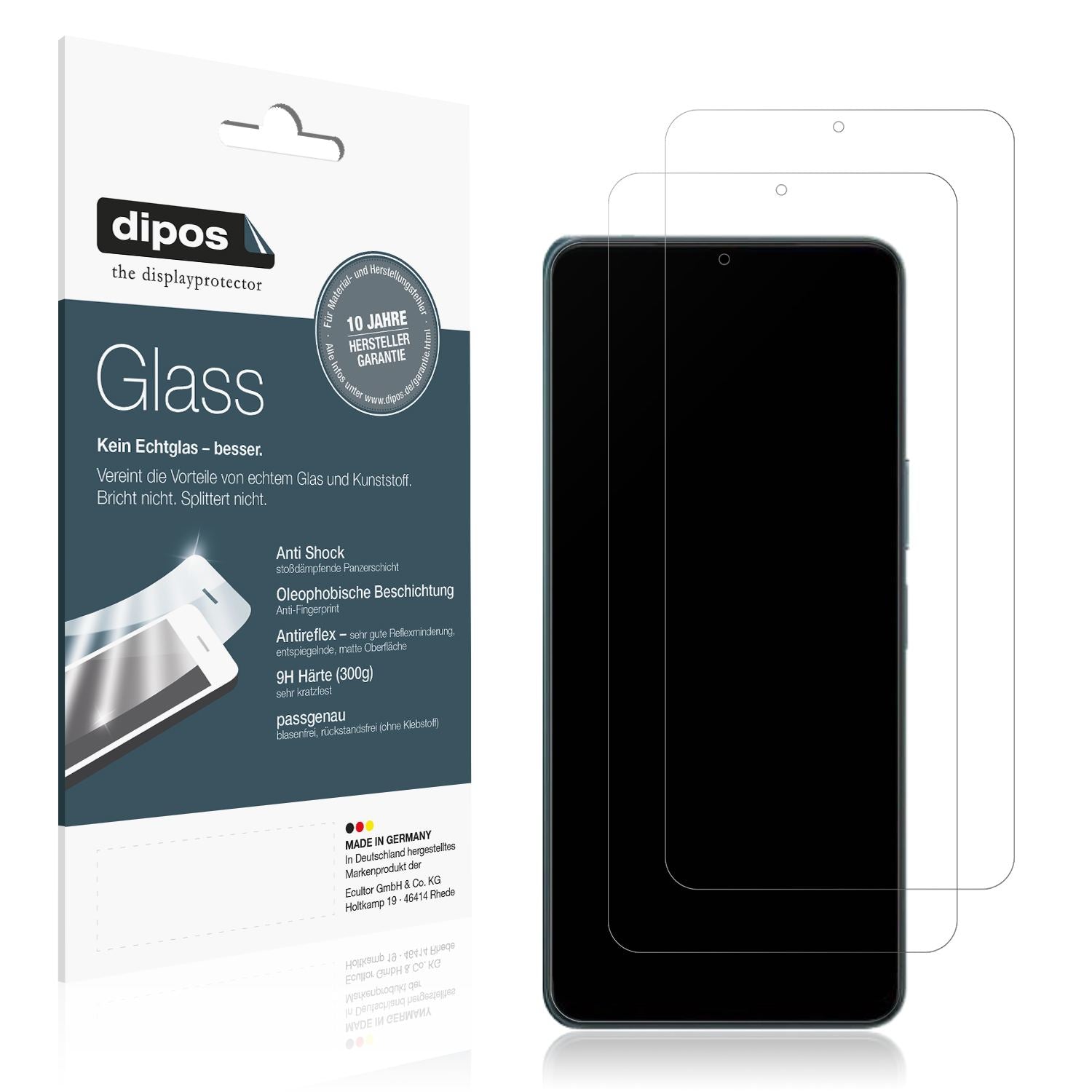 Matte Displayschutzfolie von dipos passend für Vivo Y04s, 9H kratzfest und blasenfrei montiert