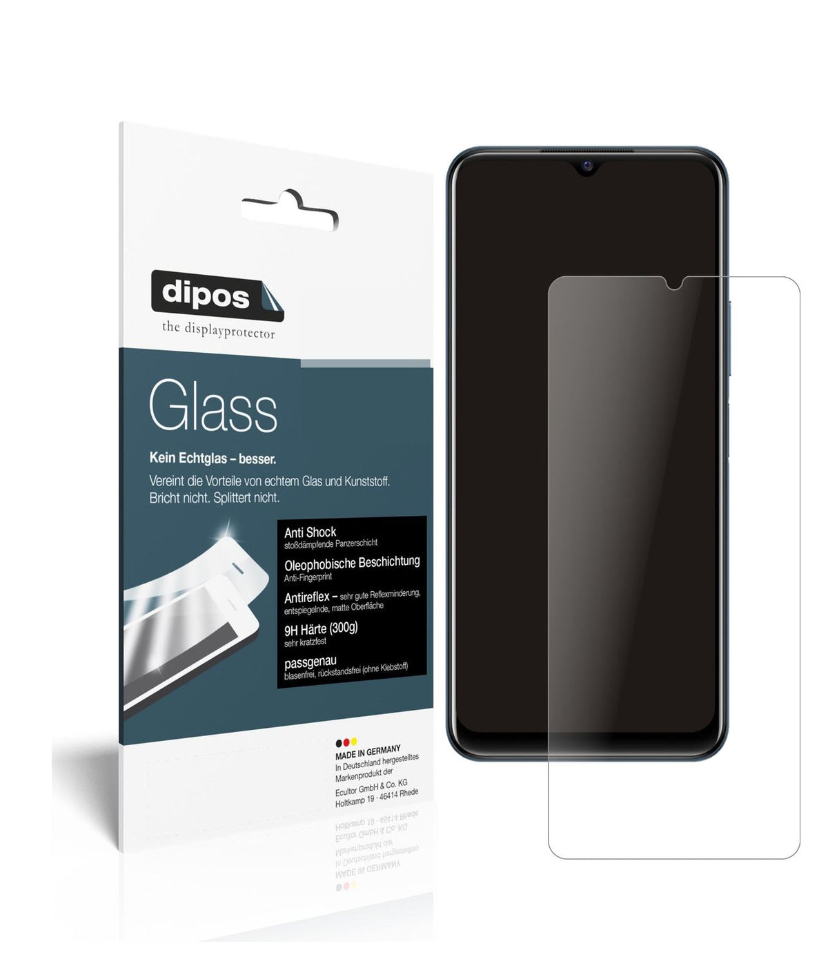 Matte Displayschutzfolie von dipos passend für Vivo Y21T, 9H kratzfest und blasenfrei montiert