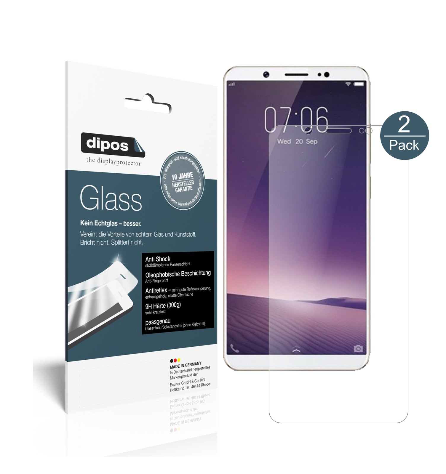 Matte Displayschutzfolie von dipos passend für Vivo Z10, 9H kratzfest und blasenfrei montiert