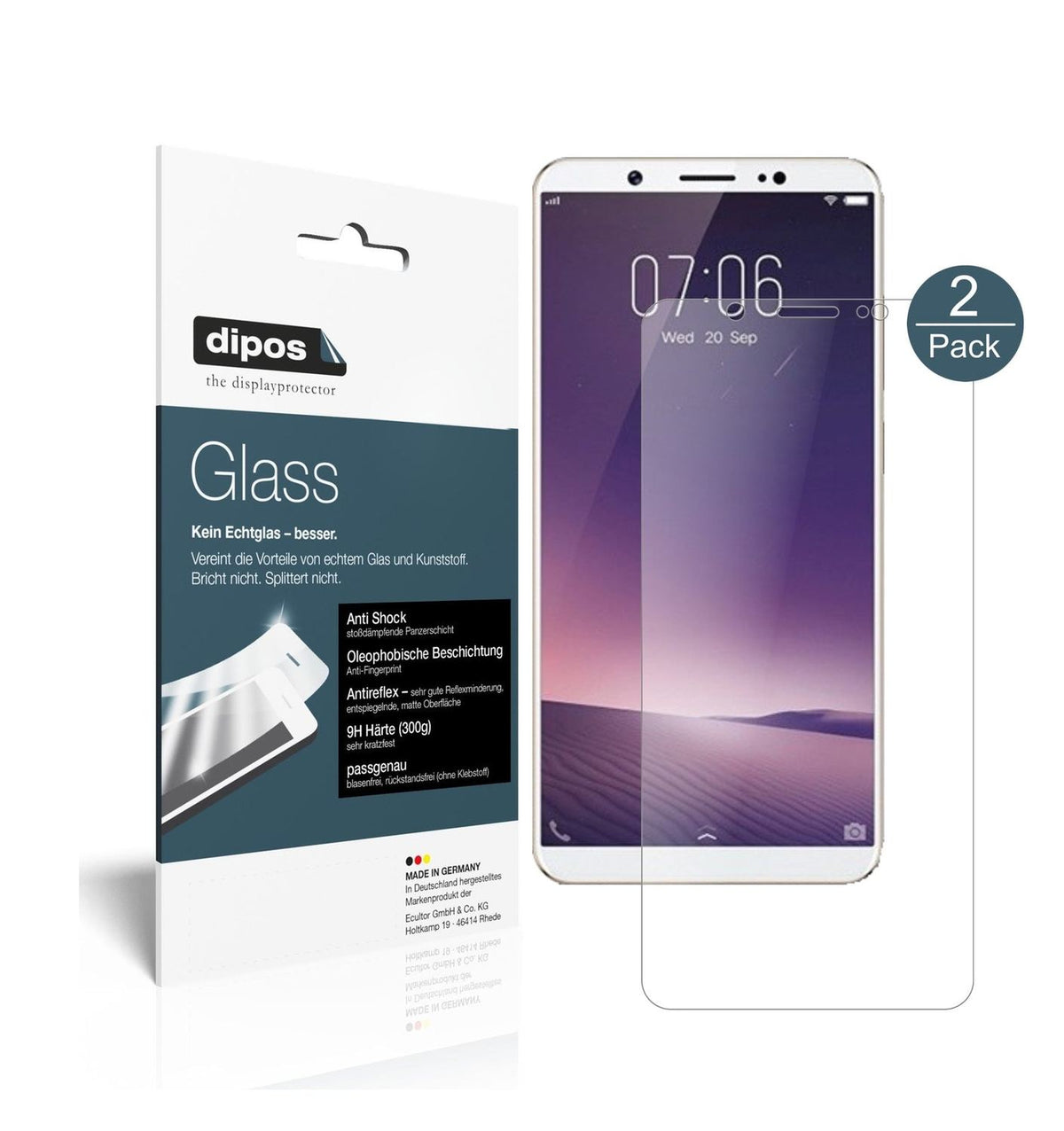 Matte Displayschutzfolie von dipos passend für Vivo Z10, 9H kratzfest und blasenfrei montiert