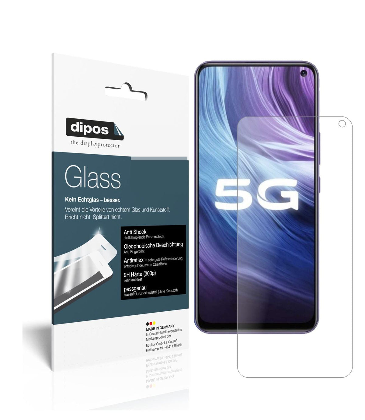 Matte Displayschutzfolie von dipos passend für Vivo Z6, 9H kratzfest und blasenfrei montiert