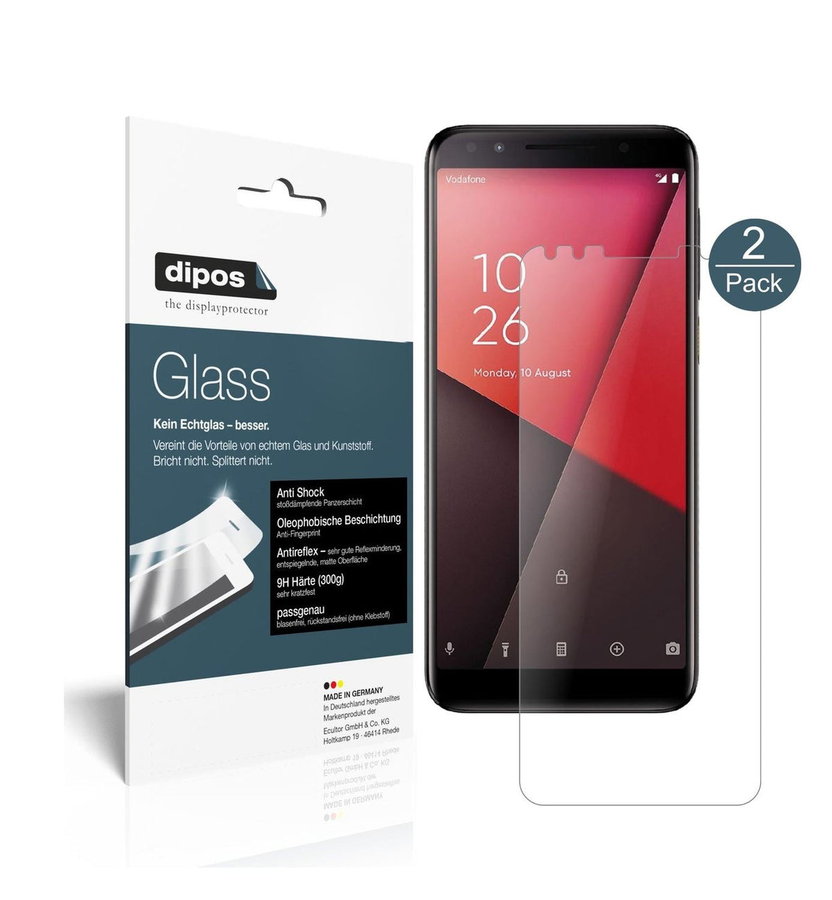 Matte Displayschutzfolie von dipos passend für Vodafone Smart N9, 9H kratzfest und blasenfrei montiert