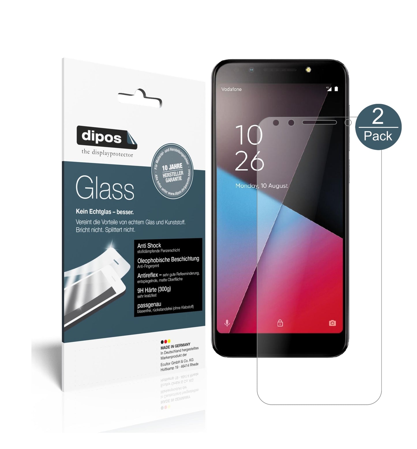 Matte Displayschutzfolie von dipos passend für Vodafone Smart N9 Lite, 9H kratzfest und blasenfrei montiert