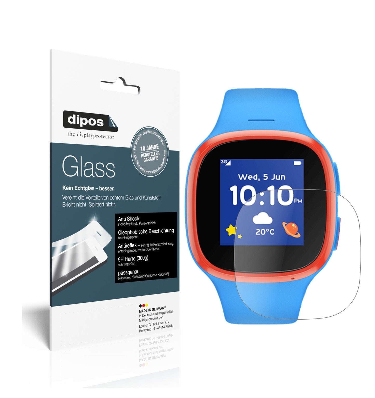 Matte Displayschutzfolie von dipos passend für Vodafone V-Kids Watch, 9H kratzfest und blasenfrei montiert