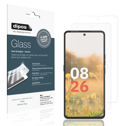 Matte Displayschutzfolie von dipos passend für Volla Plinius Plus, 9H kratzfest und blasenfrei montiert