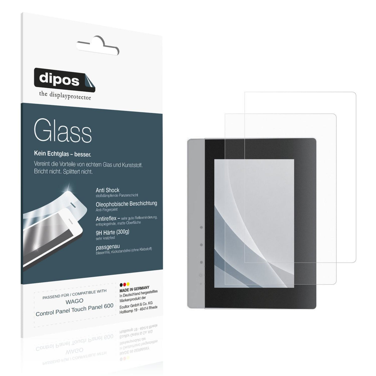 Matte Displayschutzfolie von dipos passend f�r WAGO Control Panel Touch Panel 600, 9H kratzfest und blasenfrei montiert