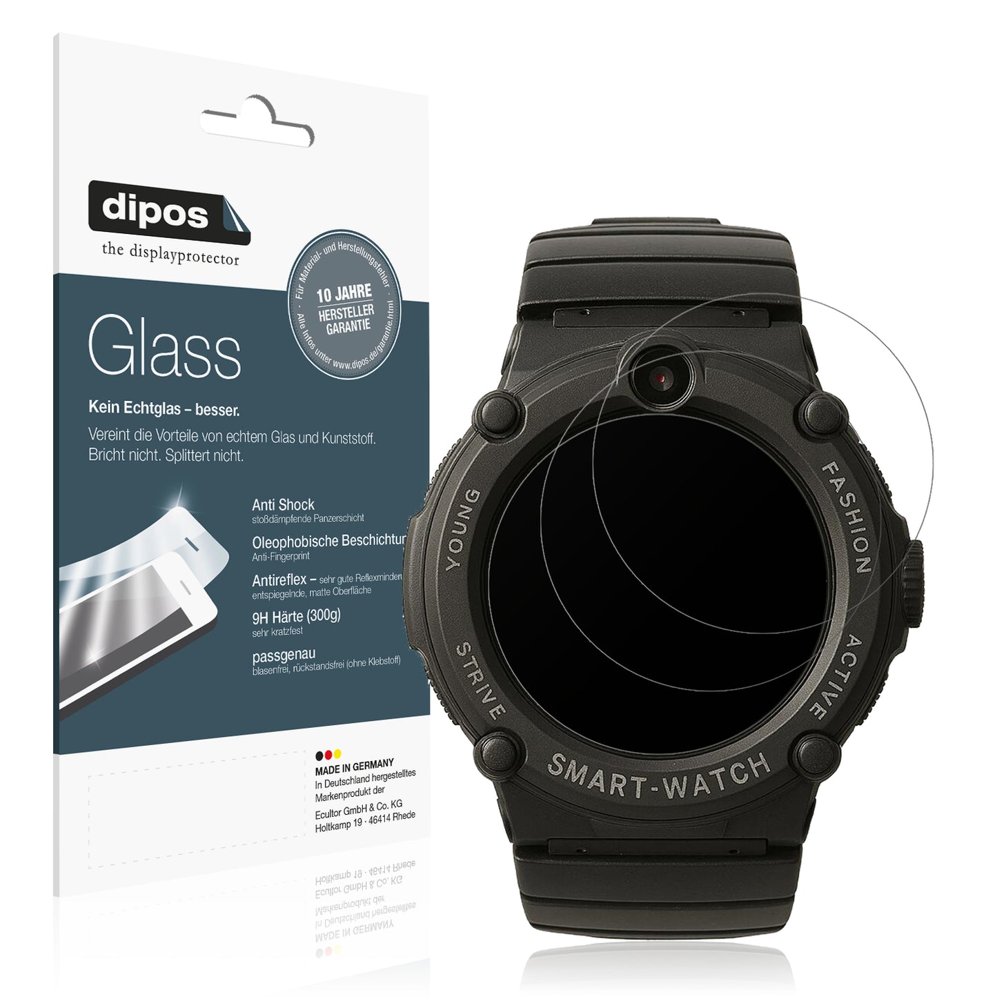Matte Displayschutzfolie von dipos passend für Watchmark GPS Watch Kids, 9H kratzfest und blasenfrei montiert