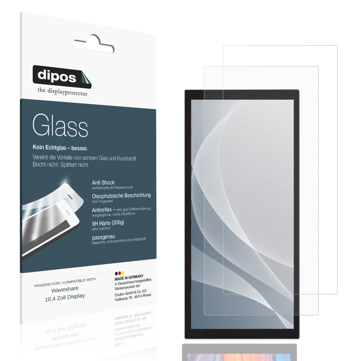 Matte Displayschutzfolie von dipos passend für Waveshare 10.4 Zoll Display, 9H kratzfest und blasenfrei montiert