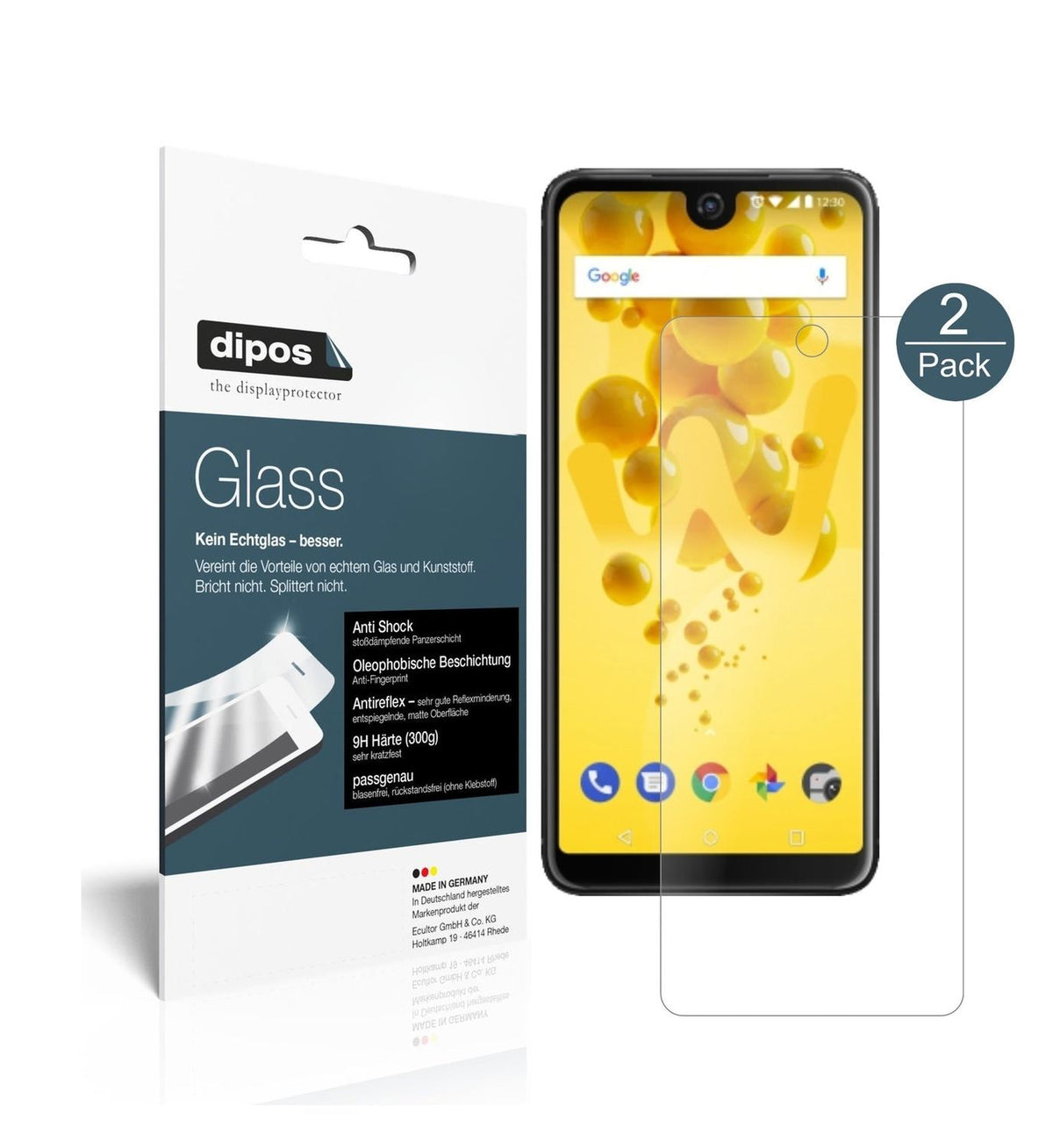 Matte Displayschutzfolie von dipos passend für Wiko View 2, 9H kratzfest und blasenfrei montiert