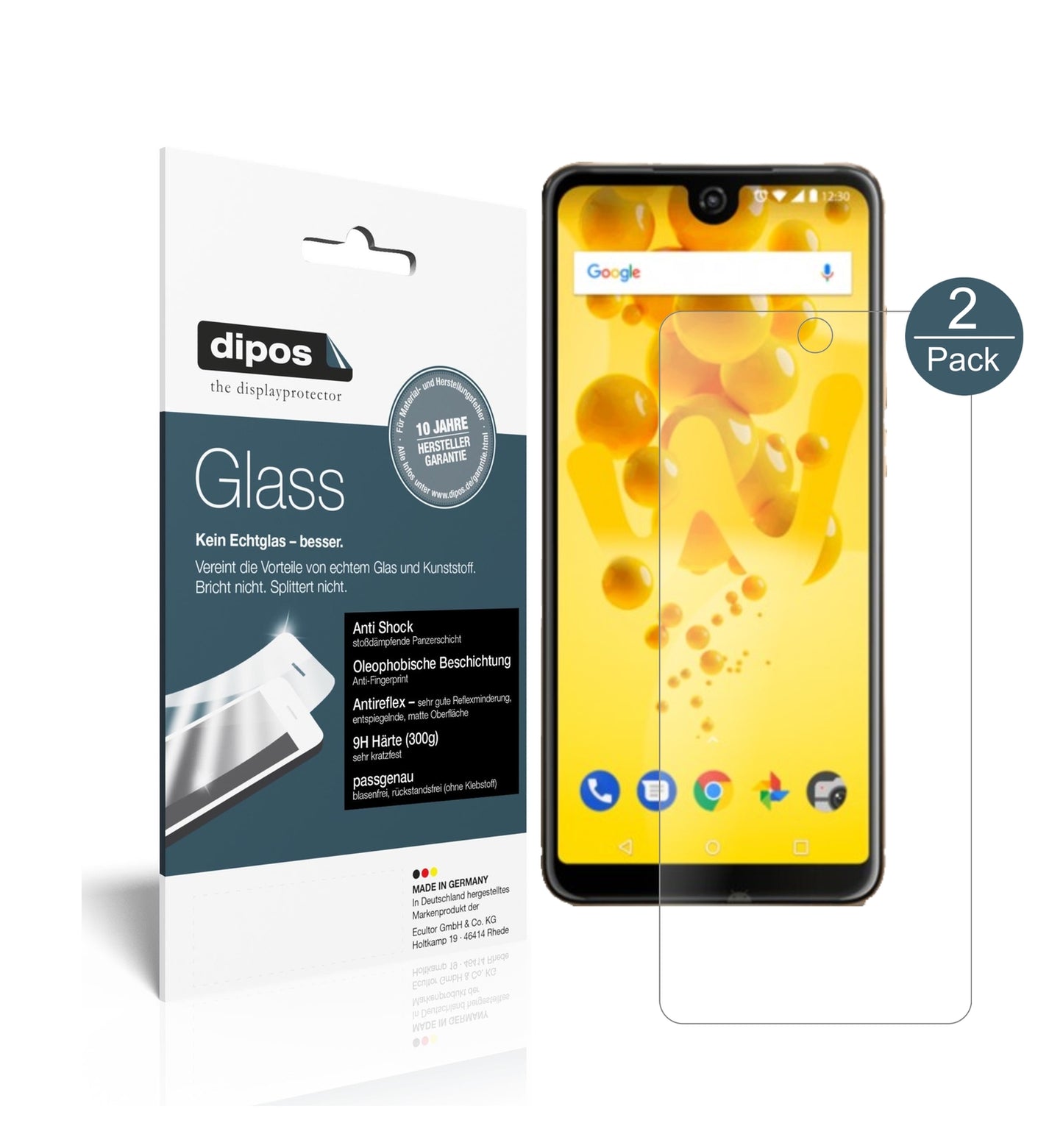 Matte Displayschutzfolie von dipos passend für Wiko View 2 Pro, 9H kratzfest und blasenfrei montiert
