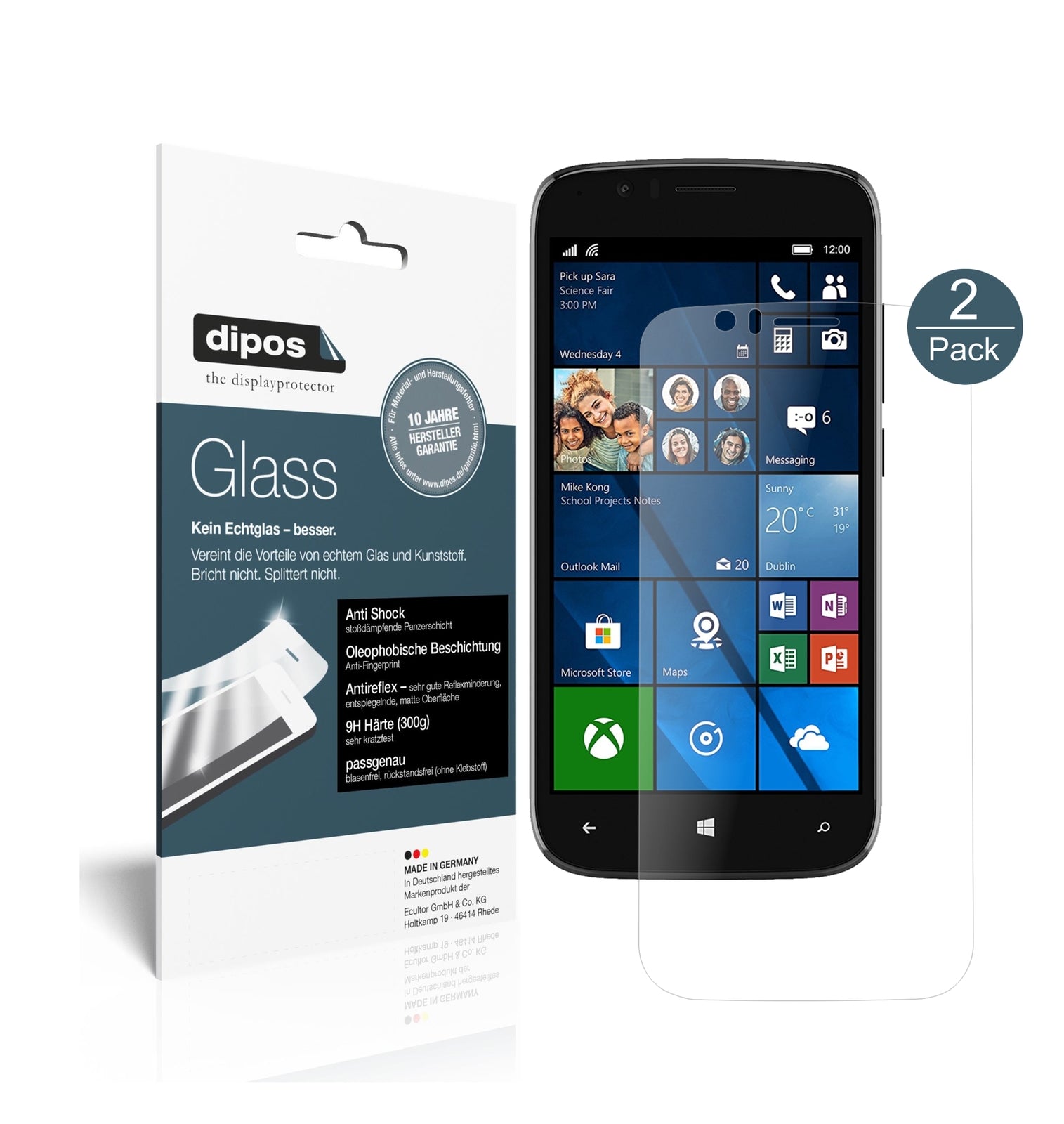 Matte Displayschutzfolie von dipos passend für Wileyfox Pro, 9H kratzfest und blasenfrei montiert