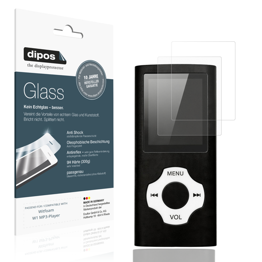 Matte Displayschutzfolie von dipos passend für Witfoam W1 MP3-Player, 9H kratzfest und blasenfrei montiert