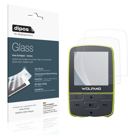 Matte Displayschutzfolie von dipos passend für WOLFANG WMP01 MP3-Player, 9H kratzfest und blasenfrei montiert