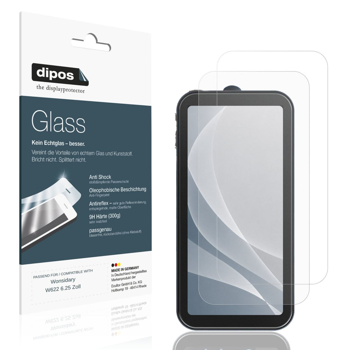 Matte Displayschutzfolie von dipos passend für Wonsidary W622 6.25 Zoll, 9H kratzfest und blasenfrei montiert