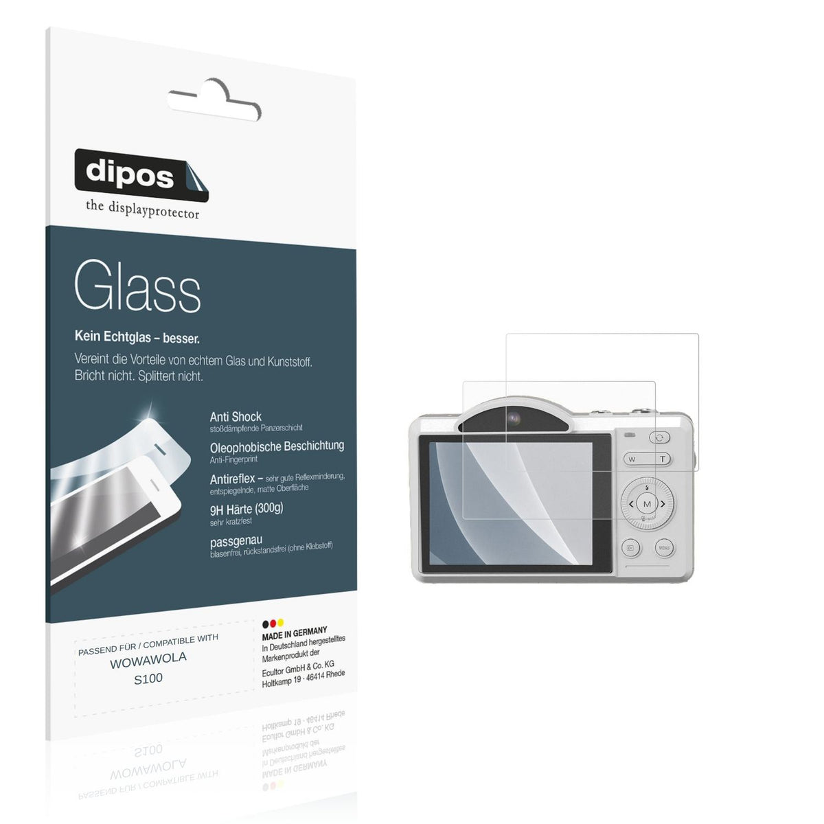 Matte Displayschutzfolie von dipos passend für WOWAWOLA S100, 9H kratzfest und blasenfrei montiert