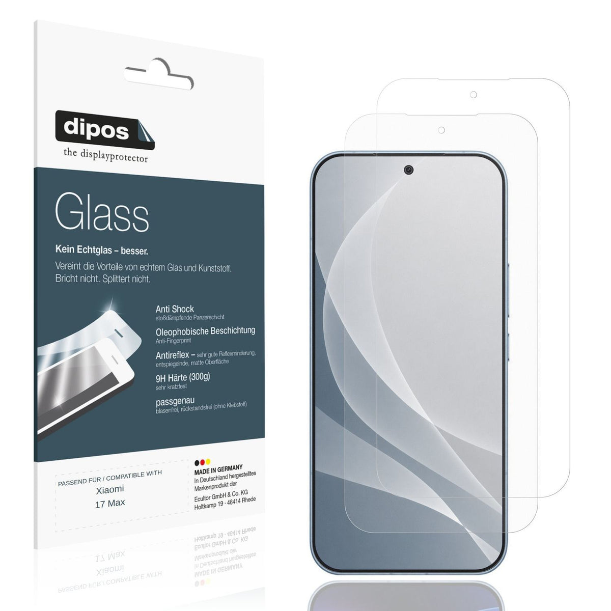 Matte Displayschutzfolie von dipos passend für Xiaomi 17 Max, 9H kratzfest und blasenfrei montiert