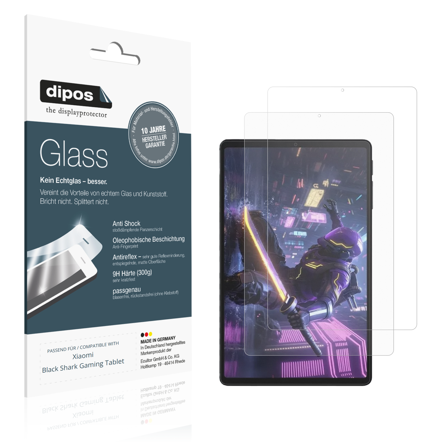 Matte Displayschutzfolie von dipos passend für Xiaomi Black Shark Gaming Tablet, 9H kratzfest und blasenfrei montiert