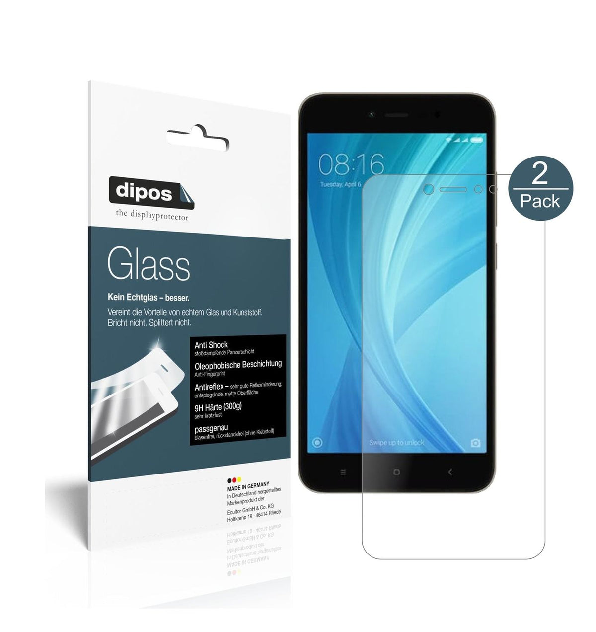 Matte Displayschutzfolie von dipos passend für Xiaomi Note 5A Prime, 9H kratzfest und blasenfrei montiert
