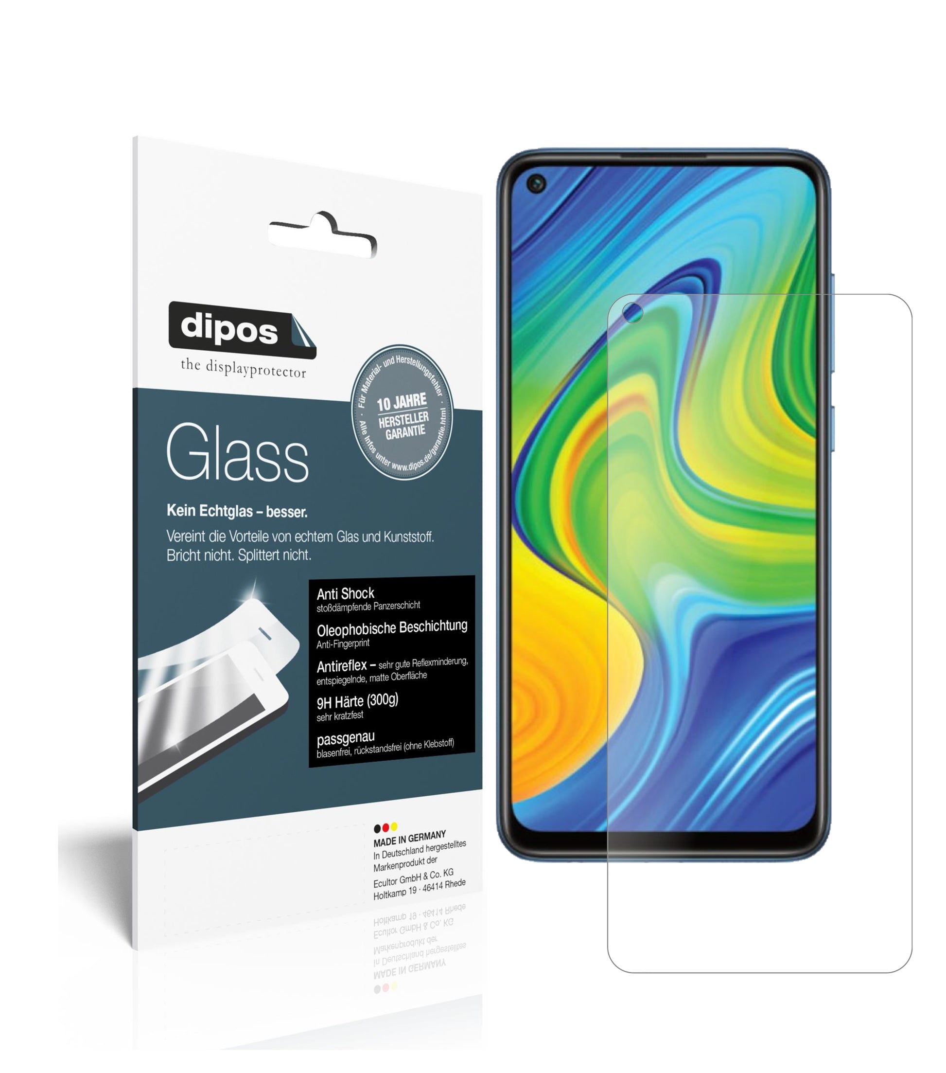 Matte Displayschutzfolie von dipos passend für Xiaomi Redmi 10X 4G, 9H kratzfest und blasenfrei montiert
