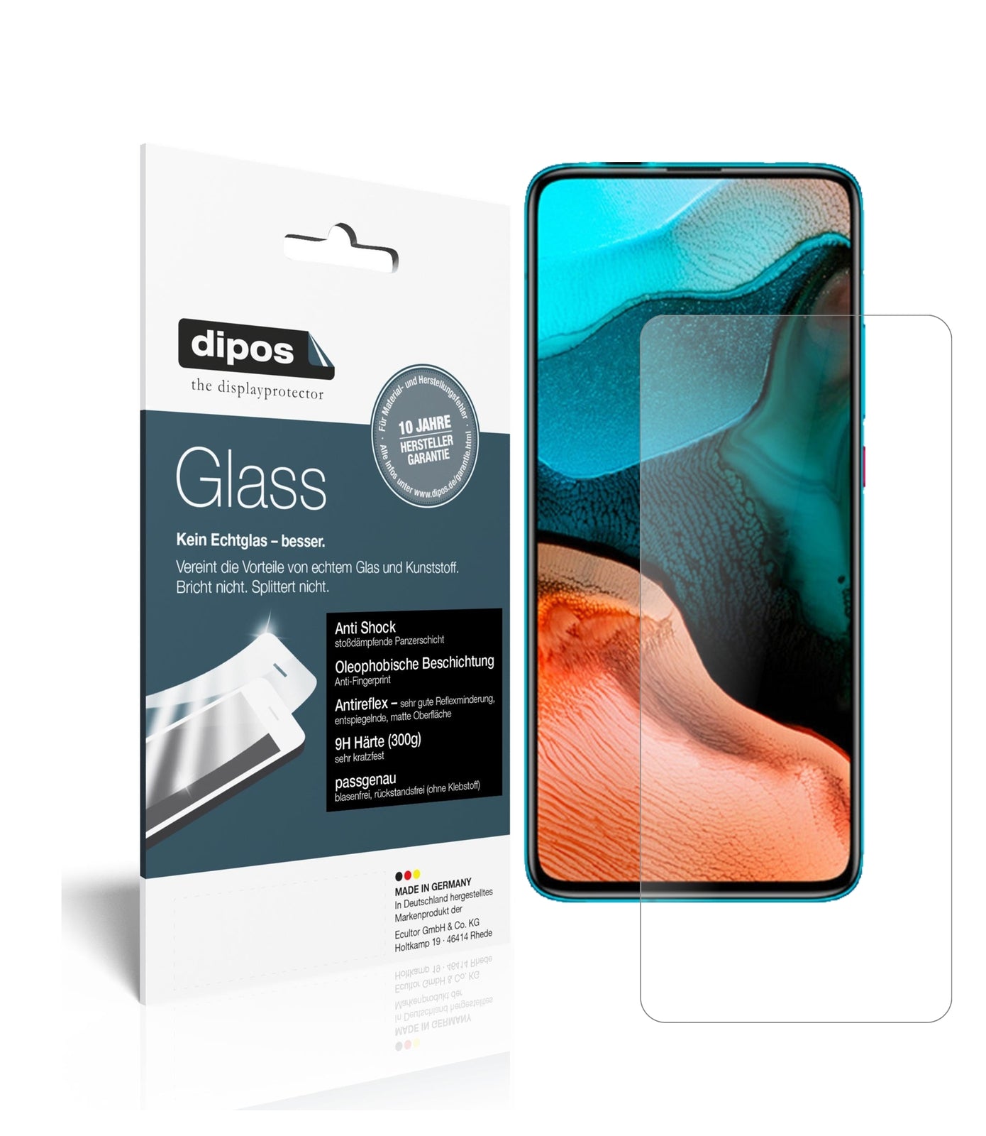 Matte Displayschutzfolie von dipos passend für Xiaomi Redmi K30 Pro Zoom, 9H kratzfest und blasenfrei montiert