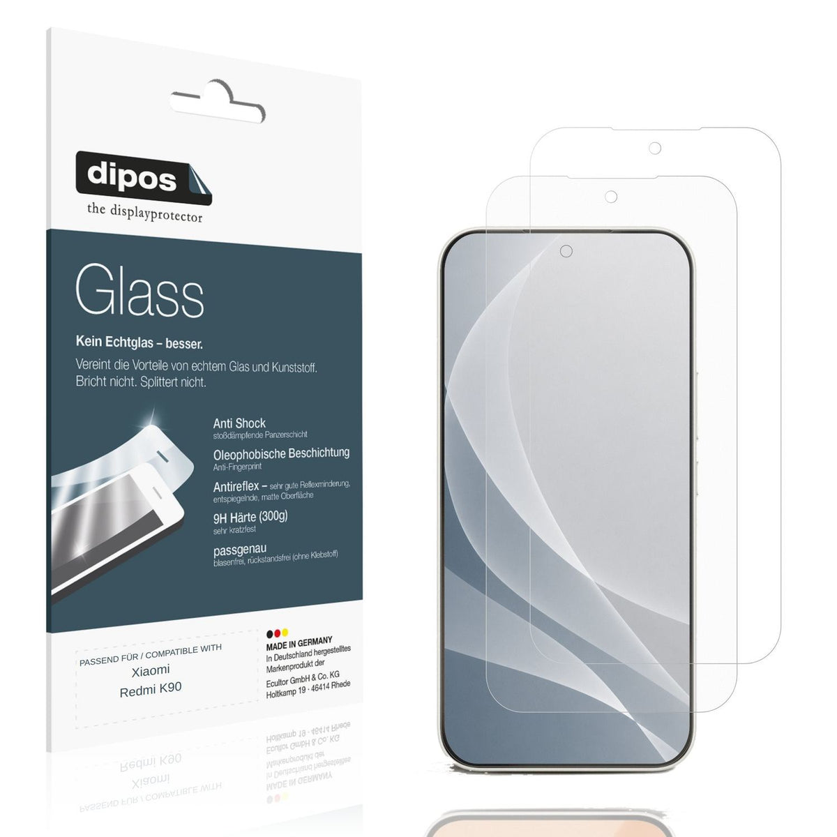 Matte Displayschutzfolie von dipos passend für Xiaomi Redmi K90, 9H kratzfest und blasenfrei montiert