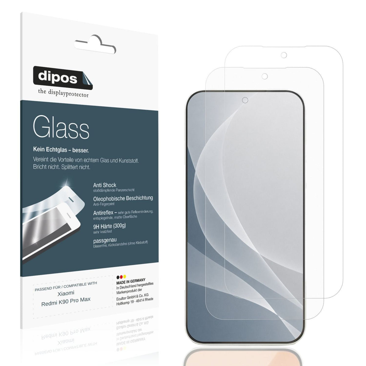 Matte Displayschutzfolie von dipos passend für Xiaomi Redmi K90 Pro Max, 9H kratzfest und blasenfrei montiert