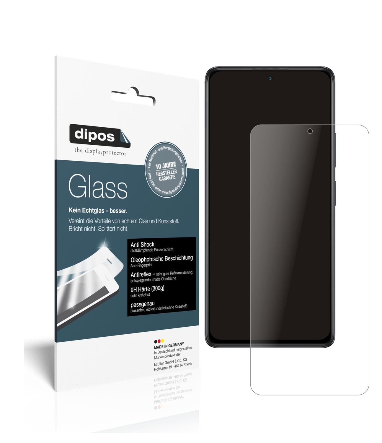 Matte Displayschutzfolie von dipos passend für Xiaomi Redmi Note 10 Pro, 9H kratzfest und blasenfrei montiert