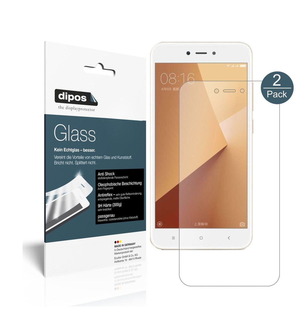 Matte Displayschutzfolie von dipos passend für Xiaomi Redmi Note 5A, 9H kratzfest und blasenfrei montiert