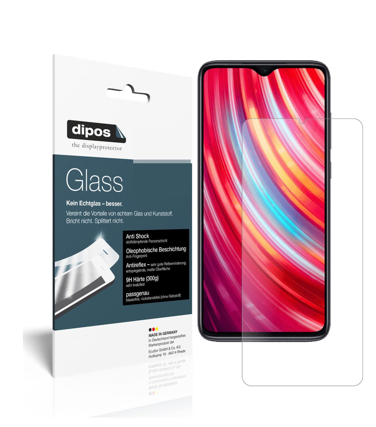 Matte Displayschutzfolie von dipos passend für Xiaomi Redmi Note 8, 9H kratzfest und blasenfrei montiert