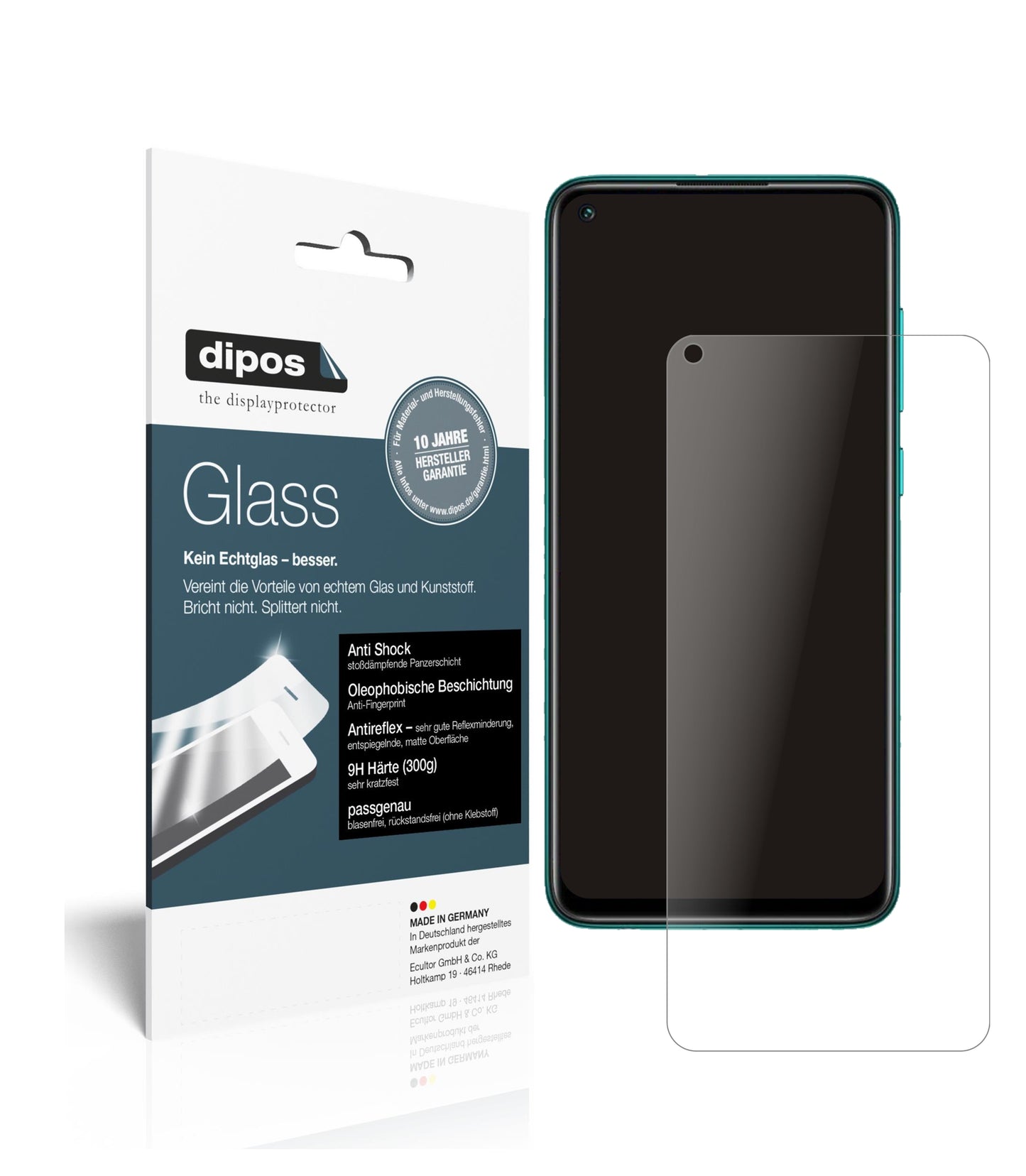 Matte Displayschutzfolie von dipos passend für Xiaomi Redmi Note 9T, 9H kratzfest und blasenfrei montiert