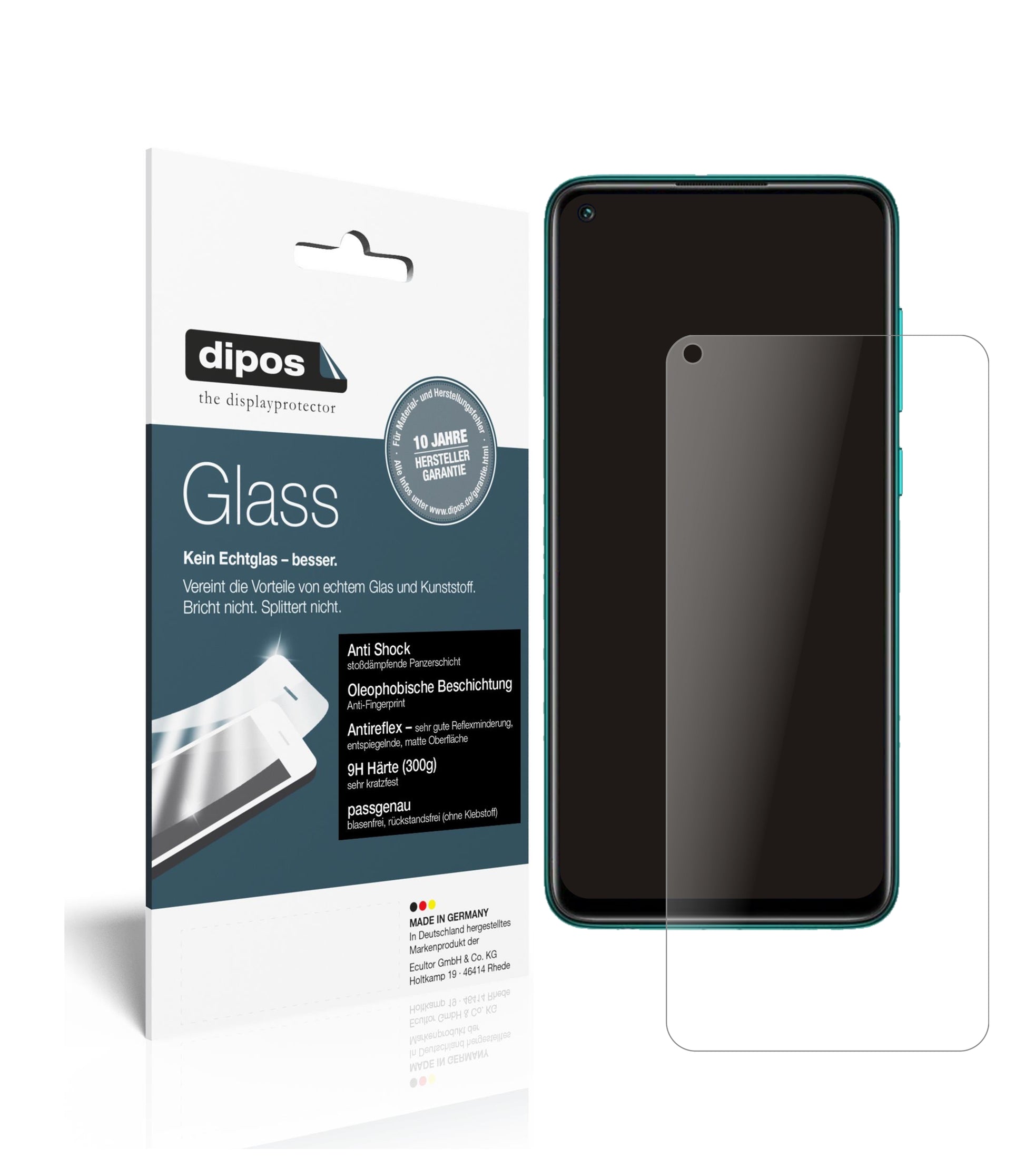 Matte Displayschutzfolie von dipos passend für Xiaomi Redmi Note 9T, 9H kratzfest und blasenfrei montiert