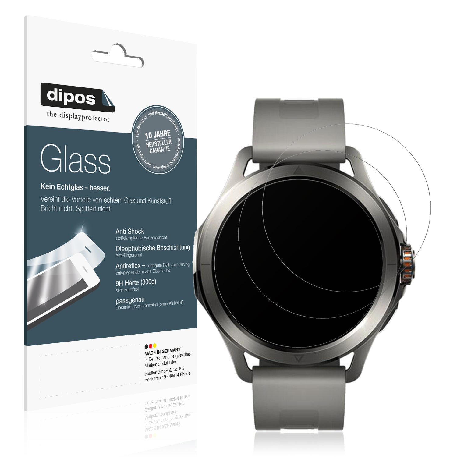 Matte Displayschutzfolie von dipos passend für Xiaomi Watch S4, 9H kratzfest und blasenfrei montiert
