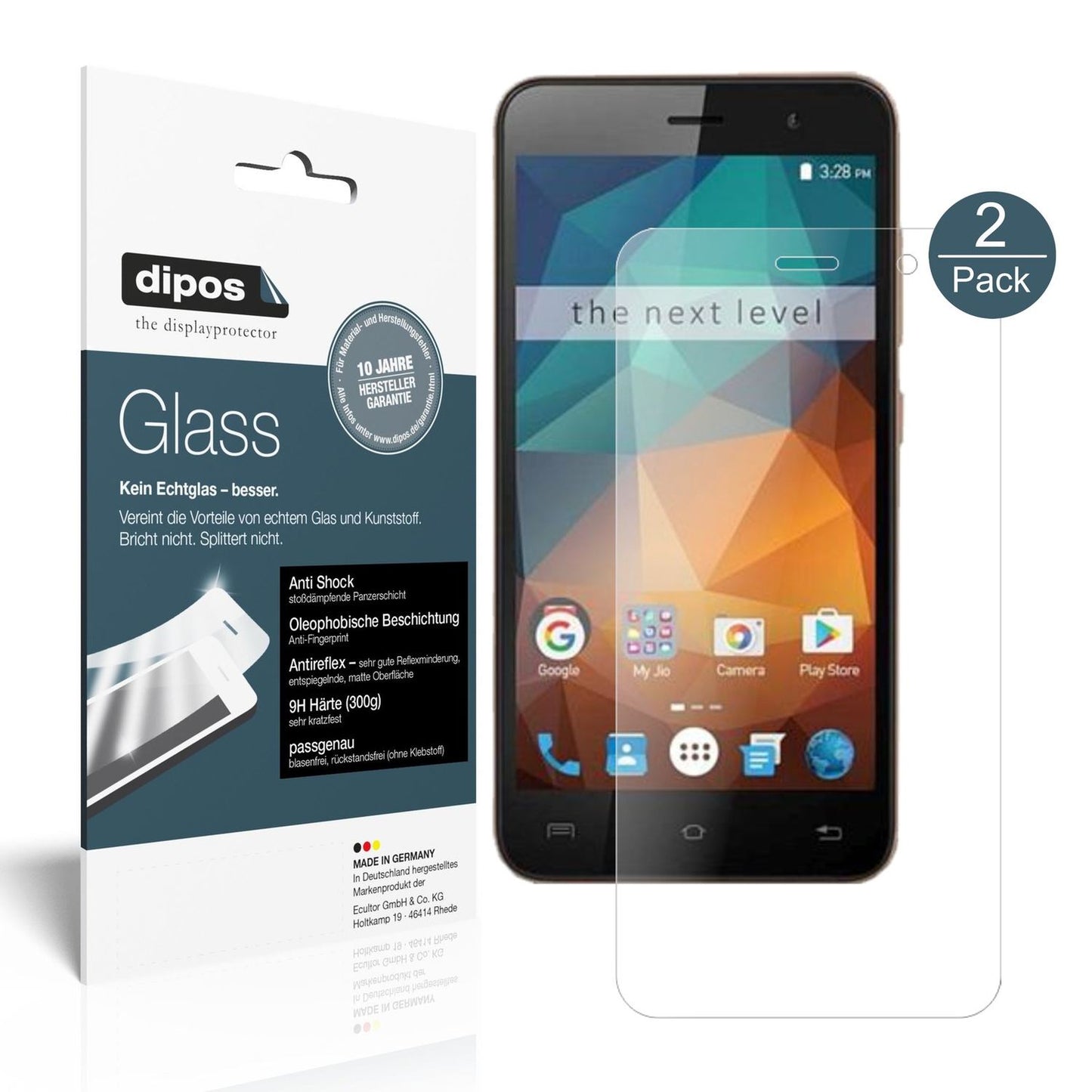 Matte Displayschutzfolie von dipos passend für Xolo Era 2X, 9H kratzfest und blasenfrei montiert