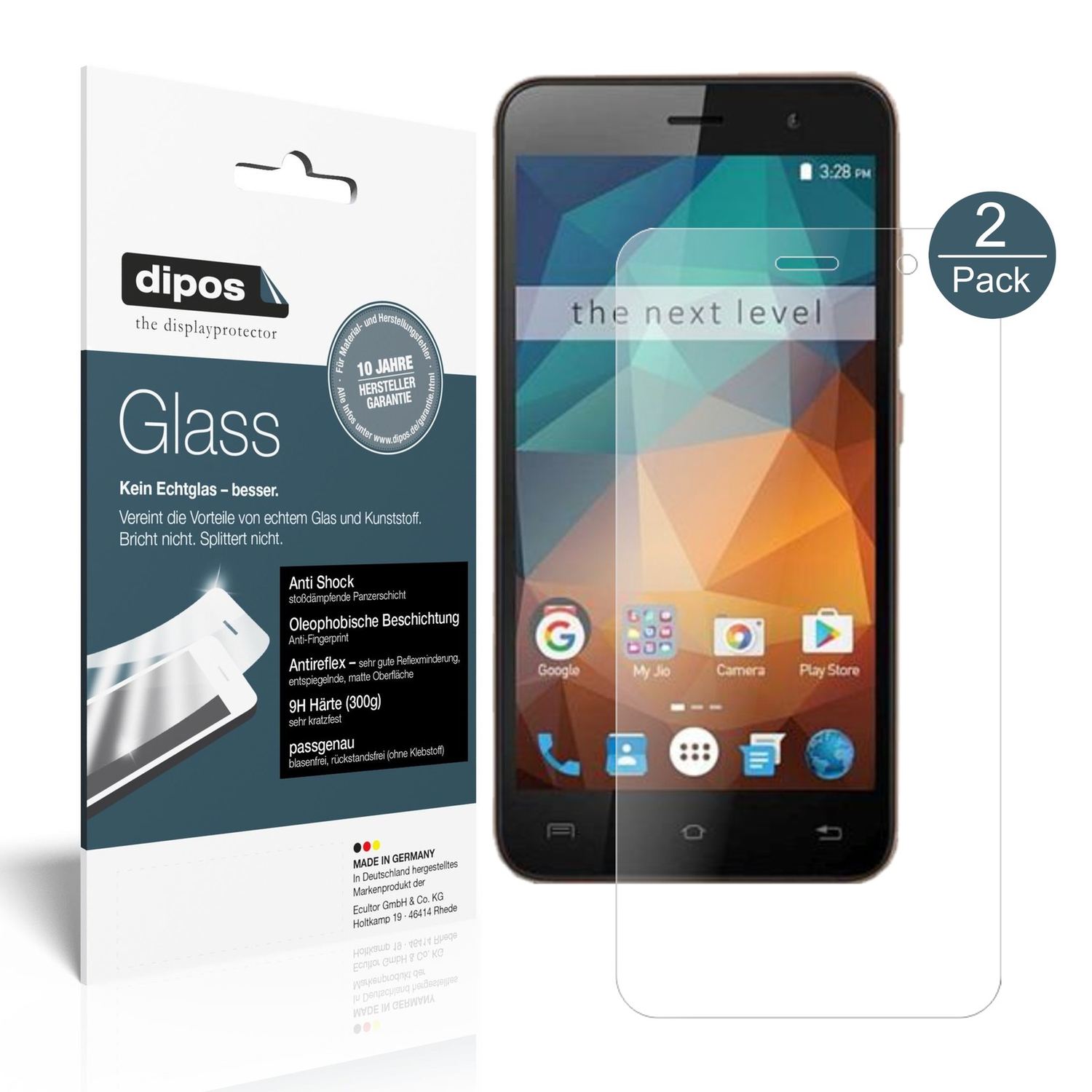 Matte Displayschutzfolie von dipos passend für Xolo Era 2X, 9H kratzfest und blasenfrei montiert