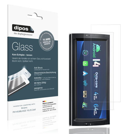 Matte Displayschutzfolie von dipos passend für Xtrons PX1453BLHGS 10.25 Zoll, 9H kratzfest und blasenfrei montiert
