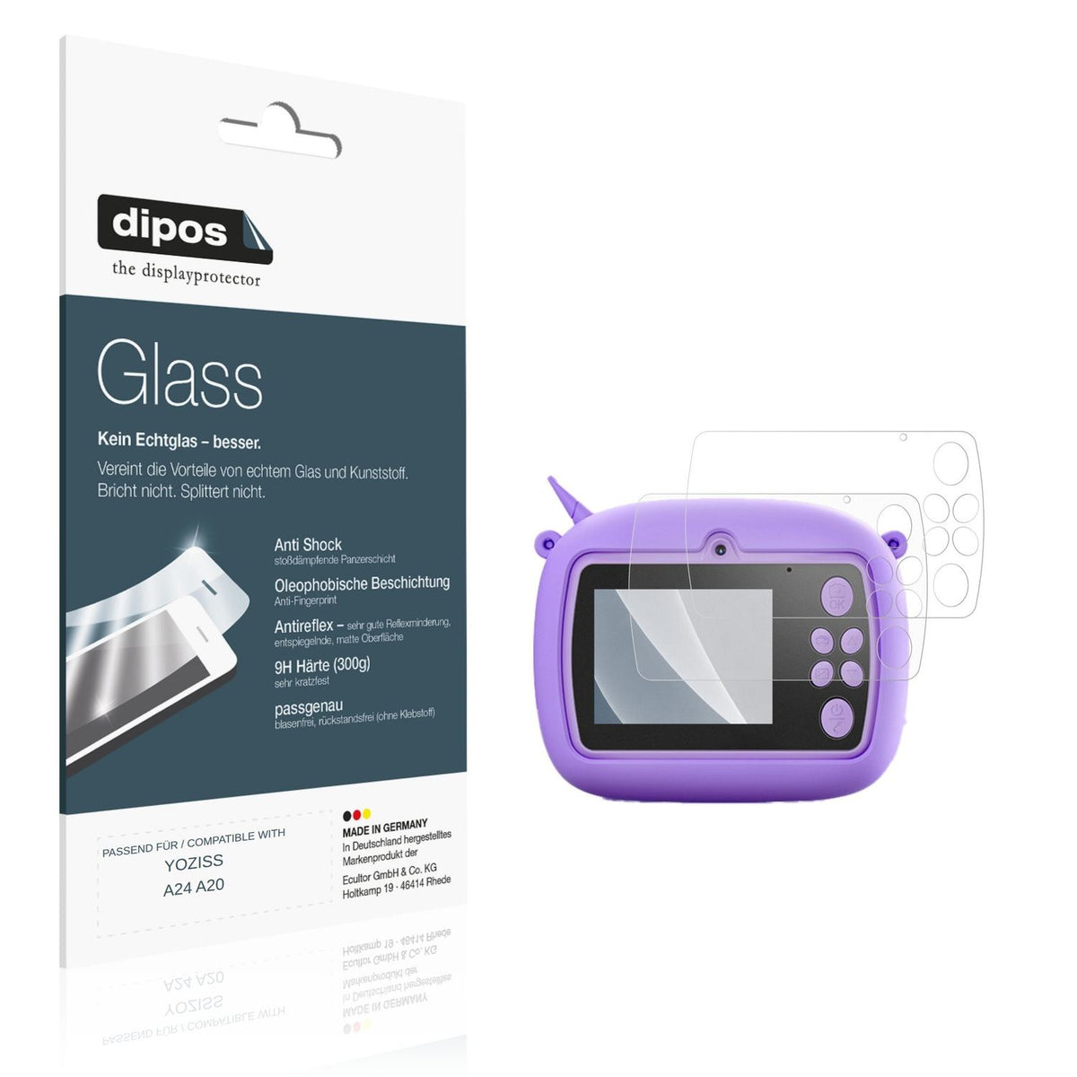 Matte Displayschutzfolie von dipos passend für YOZISS A24 A20, 9H kratzfest und blasenfrei montiert