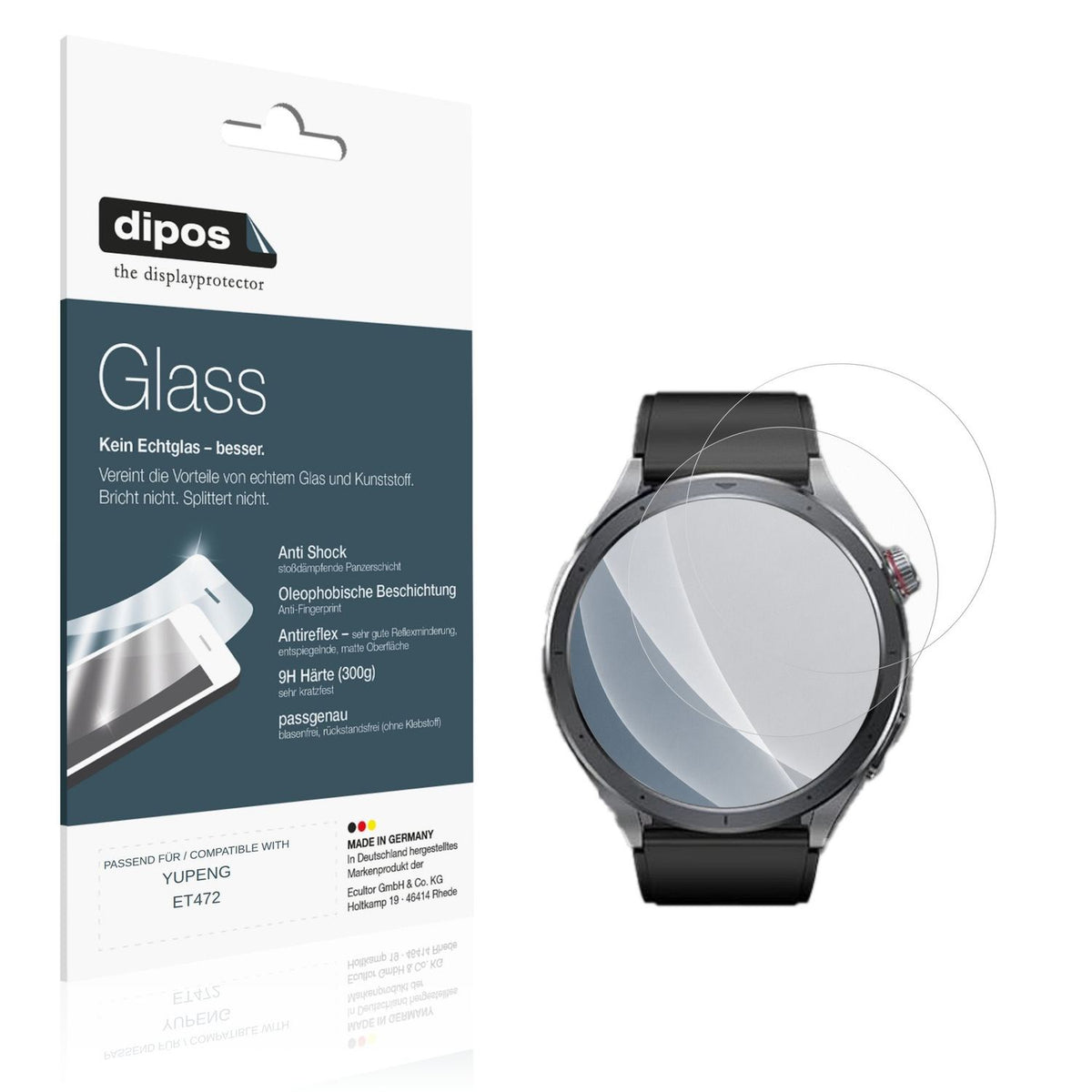 Matte Displayschutzfolie von dipos passend für YUPENG ET472, 9H kratzfest und blasenfrei montiert